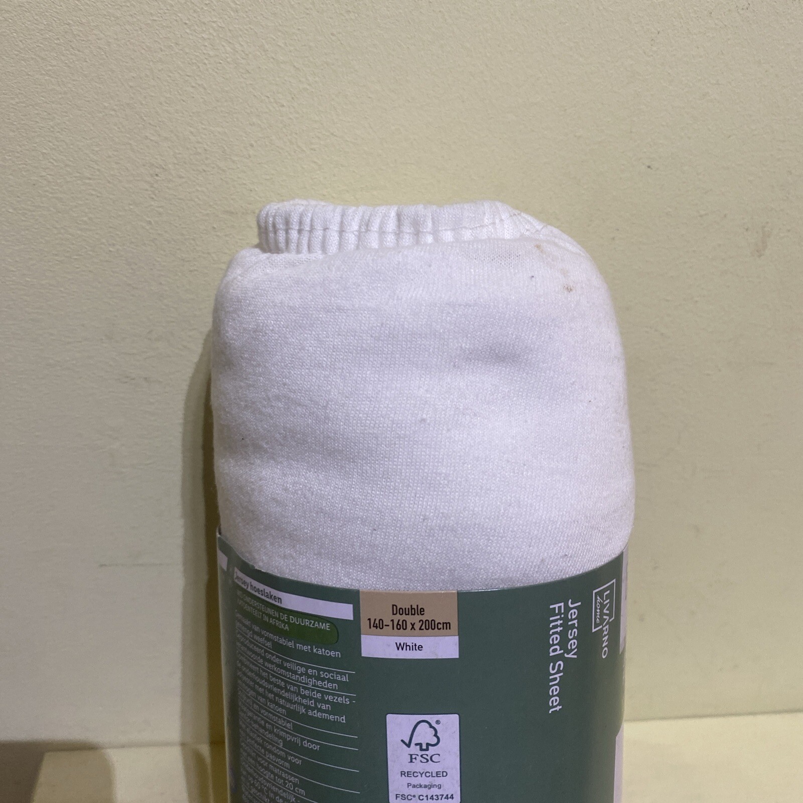 Livarno Home Jersey Fitted Sheet Double White 140160x 200cm