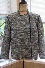Lafayette 148 Tweed Leather Trim Jacket Small (j100