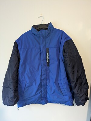 Vintage Starter 3in1 Jacke Weste Herren Large Wende Daunen blau schwarz gebraucht