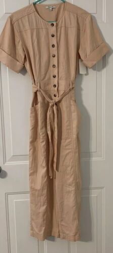 NEW Madewell Top-Stitched Coverall Jumpsuit Sz2 L3295 Bashful Blush - Afbeelding 1 van 11