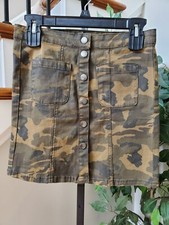American Bazi Women's Camouflage Cotton Button Front Straight Mini Skirt Small