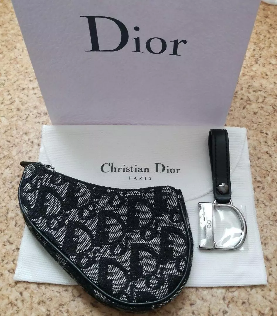 Étui à monnaie Christian Dior trotteur marine avec breloque vintage deadstock pas utilisé