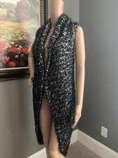Chicos Sz 0 Small 2-4 Fuzzy Duster Cardigan Soft Eyelash Sweater Vest Top