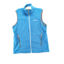 Eddie Bauer Men's Zip Up Fleece Vest Blue M Zipped Pockets Mock Neck Outdoor