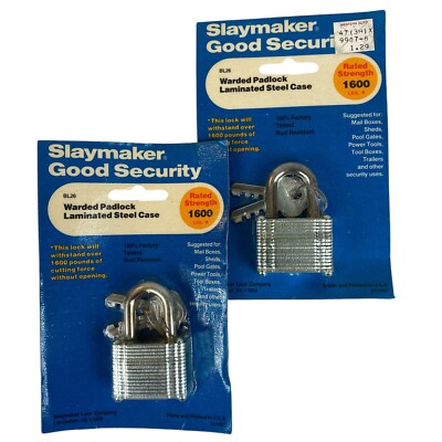 Padlock Lock Lot 2 NEW Vintage Warded Die Cast Case 2 Keys Toolbox Slaymaker USA