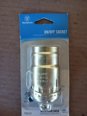 New in pkg Westinghouse Lighting 70413 On/Off Brass Turn-Knob Socket 