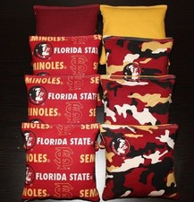 ALL Weather Cornhole Bean Bags made w FLORIDA STATE University SEMINOLES fabric