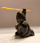 VTG Stone Art Eskimo Hunter Figurine w/Spear