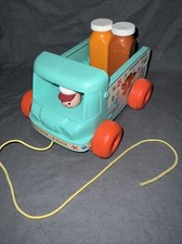 Vintage 1965 Fisher Price Toy Pull Along Milk Wagon - Collectible