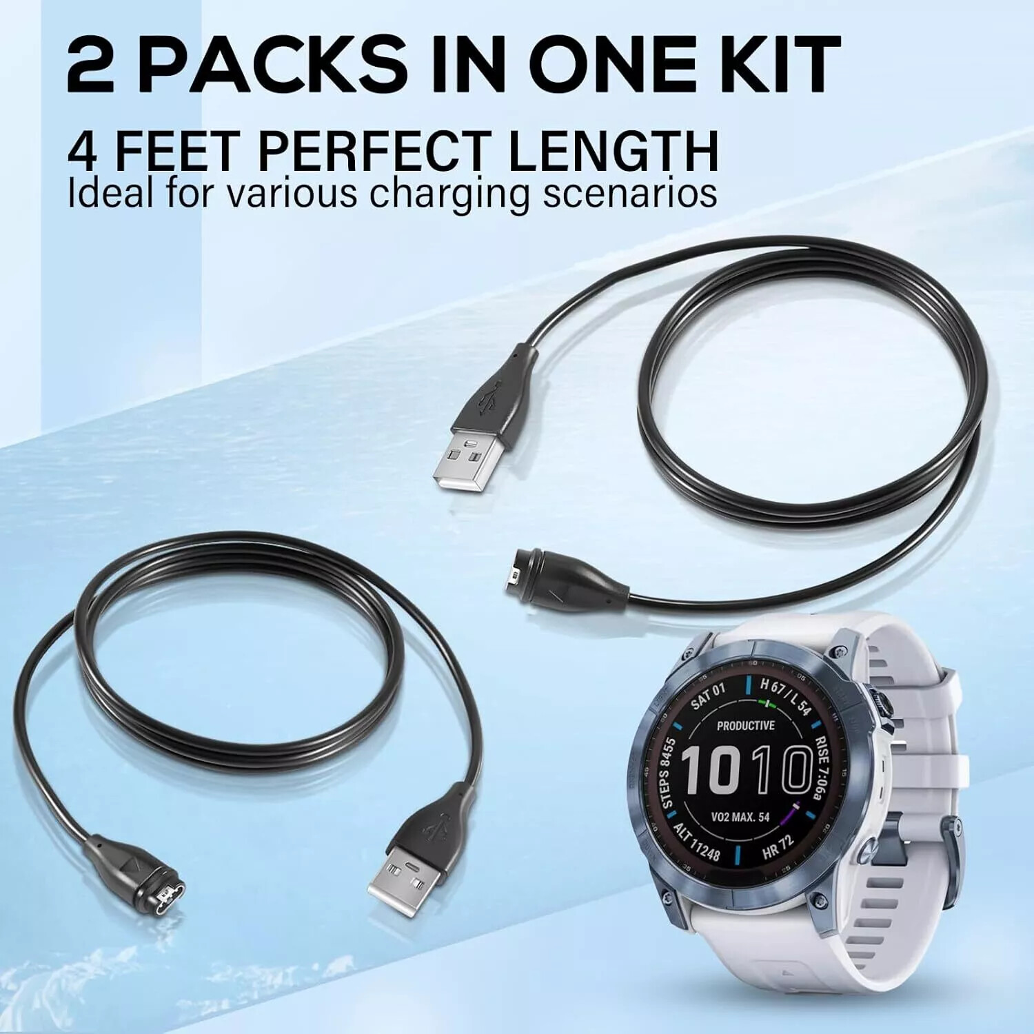 Charger Cable 010-12491-01 Replacement for Garmin Multiple Watch Devices 2Pack