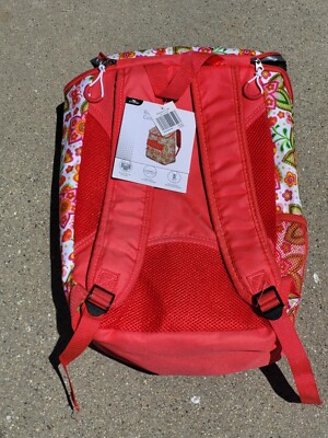 Crane Insulated Backpack Cooler Pink Flower Print Outside Pocket NWT