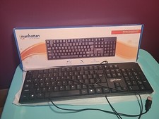 Manhattan Wired Computer Keyboard Black USB Connection, Plug Play, Windows Comp