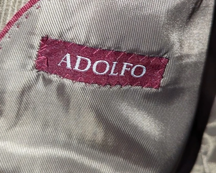 Adolfo Mens Blazer Sport Coat Two Button Casual Jacket Size 46L Corduroy Suits - Image 4 of 4