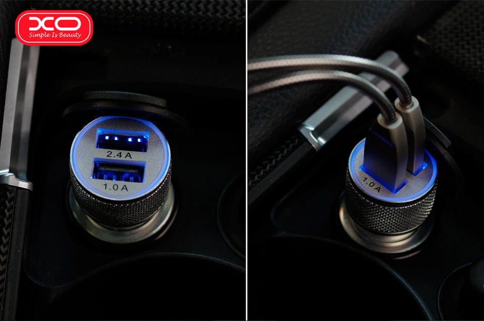 Dual 2-Port USB LED Car Charger Adapter For iPhone Samsung LG Universal - Image 2 of 4