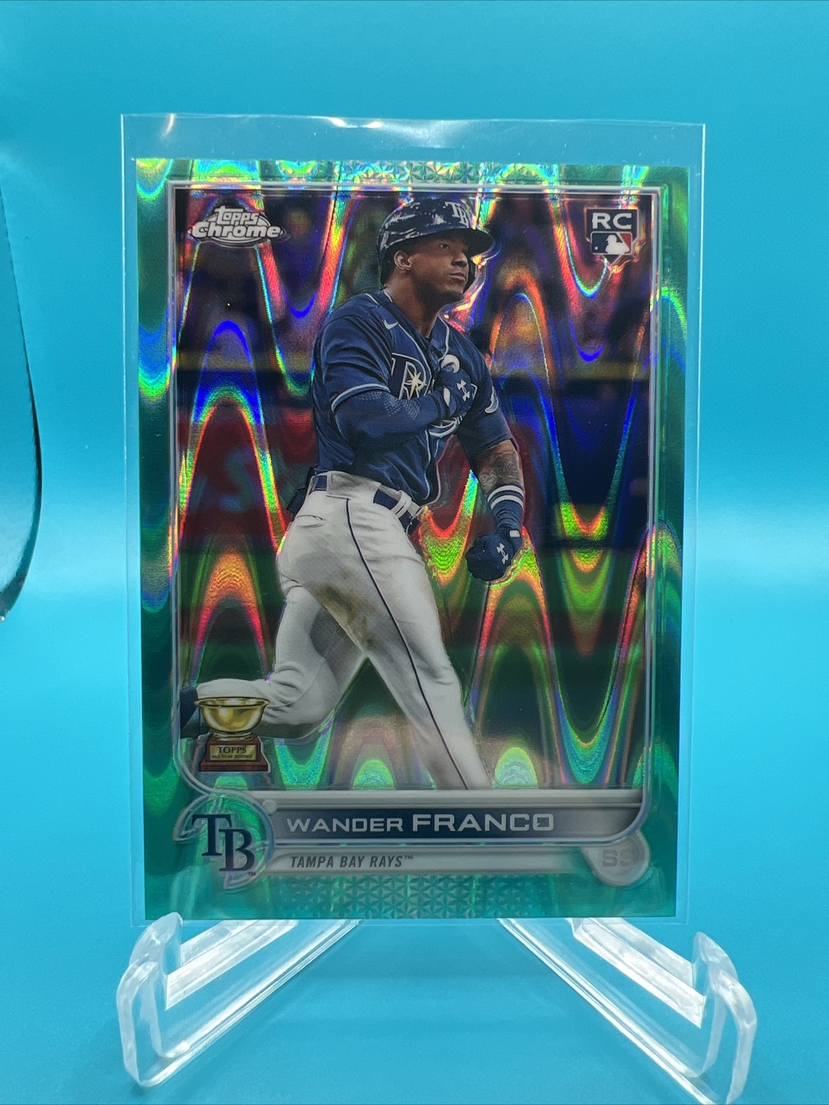 2022 Topps Chrome Sonic #35 Wander Franco Aqua RayWave Refractor RC /199 Rookie