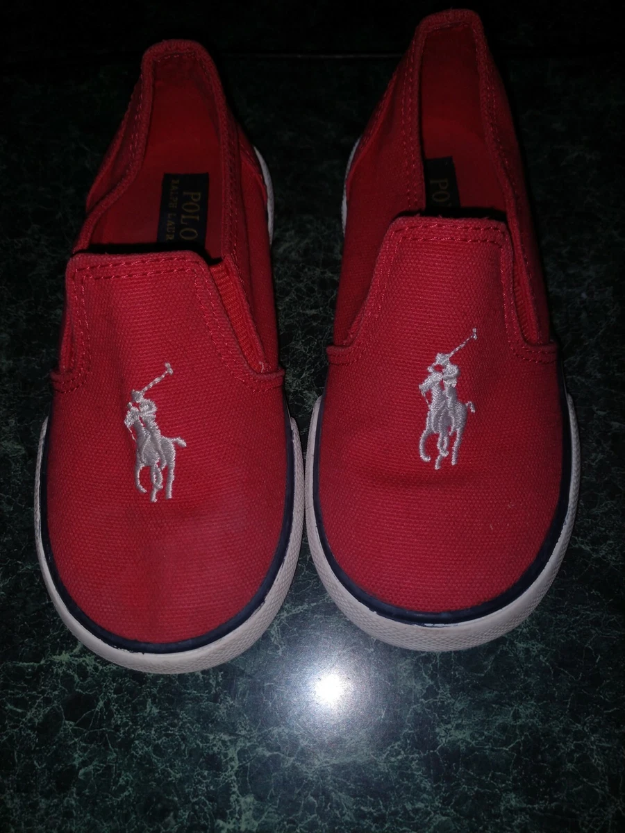 POLO RALPH LAUREN SHOES RED LOAFER SLIP ON POLO PONY CHILDS SIZE 9