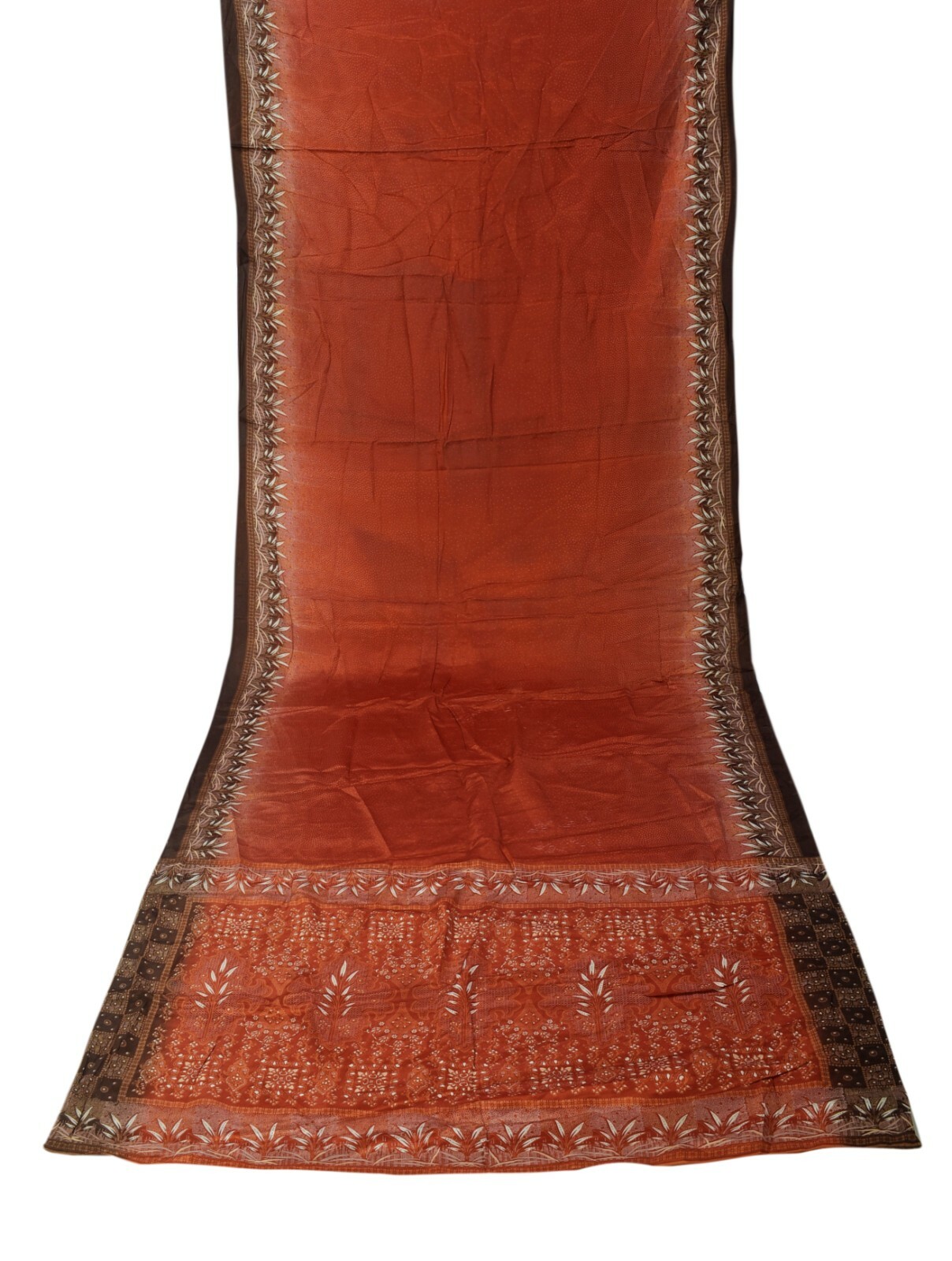 Indio Estampado Sari 4.6m Polk Punto Deco Tela de Seda Artesanía Tradicional