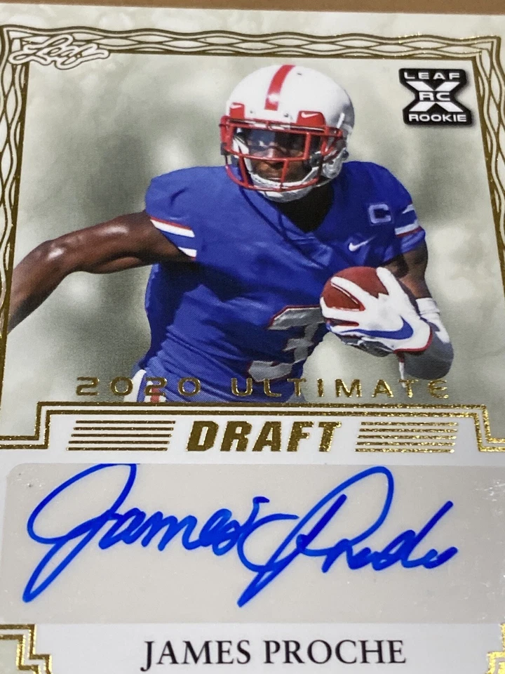 James Proche RC 2020 Leaf Ultimate Draft Gold Parallel Auto  23/30 BA-JP1 - Image 4 of 4