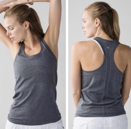 Lululemon x SoulCycle Womens 8 Heather Gray Swiftly Tech Racerback Tank Top AU - Picture 2 of 10