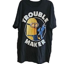 XL Black Minions trouble maker short sleeve tshirt