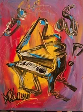 NICE MUSIC SOLO   painting Abstract Modern Art  Contemporary  WALL DECOR Y7ErD6F