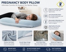 INSEN Pregnancy Body Pillow Full Body Support Pillow Gray New Sealed