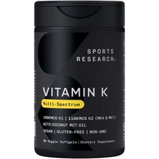 Vitamin K Multi-Spectrum Supplement - K1 K2 Supports Bone & Vascular Health