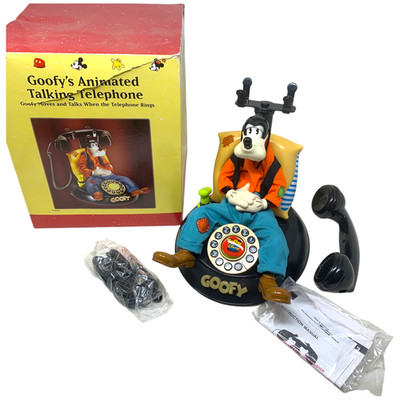 NOS Disney Telemania Goofy Animated Talking Telephone Phone NIB Tested Works