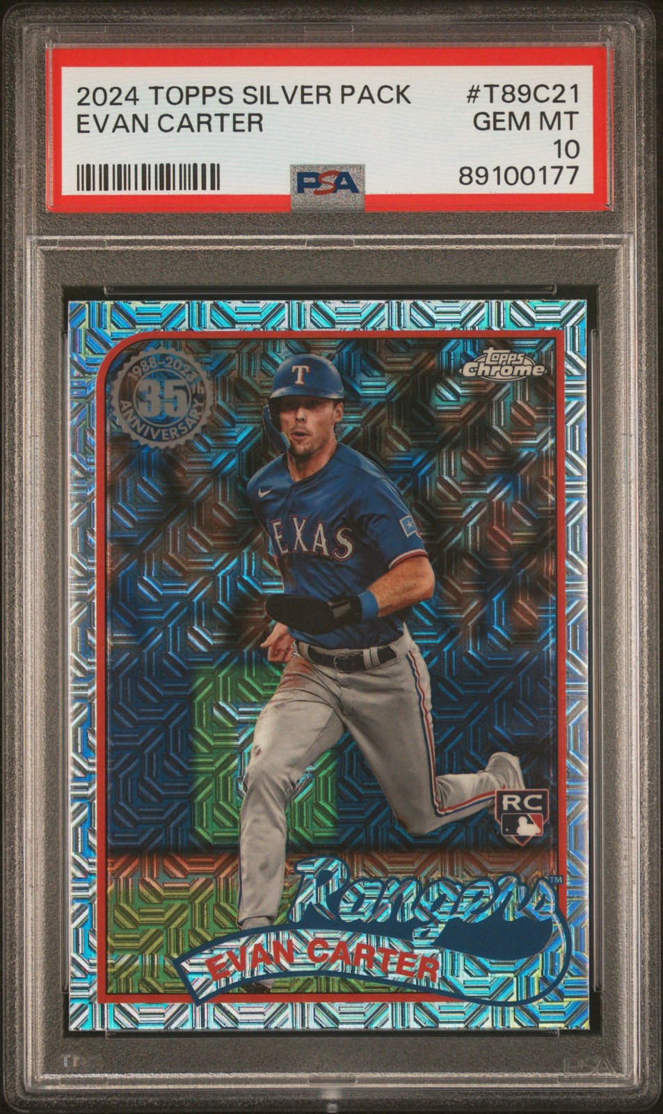 2024 Topps Silver Pack 1989 Chrome Promo Evan Carter #T89C21 PSA 10
