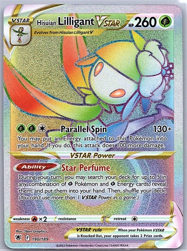 Hisuian Lilligant VSTAR 190/189 Rainbow Rare Astral Radiance Pokemon Holo NM