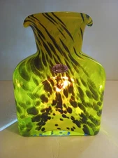 New Blenko Kingfisher 384 Water Bottle Citrine Blue Frit Limited Edition 1st