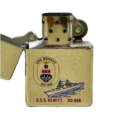 U.S.S. Hewitt DO-966 Vintage Zippo Slim Lighter Estate Find Navy