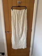 BNWT ZARA Oyster White Strapless Linen Blend Dress Size M