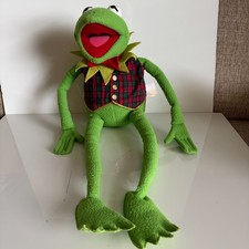 Vtg Kermit Frog Plush 24 by Eden Toys Jim Henson Plaid Vest Bow Tie Early 1990s