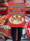 Vintage Anitque Old Style Metal Sign Lice Powder Chickens 14x20 Made in USA