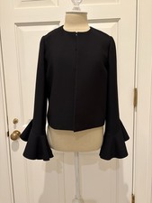 VALENTINO Wool/Silk Black Evening Jacket With Ruffle Sleeves Size 40 4US