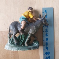 Statuina Asino Per Presepe FADEDA | Altezza 16 Cm | Dipinta A Mano In Ghisa Con Effetto Legno | Decorazione Natalizia