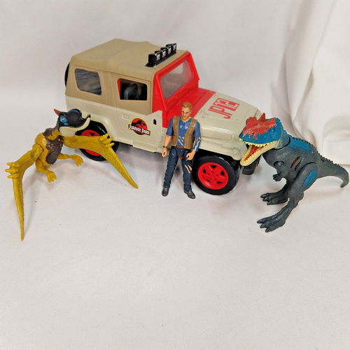 Jurassic Park Lost World Lot Jeep JP-12 2 Dinosaurs Extreme Damage Ferocious Pk