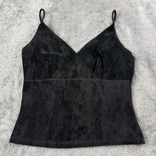 Vintage Forever 21 Black Faux Suede Wrap Cami Top Y2K 2000s Made in USA Small