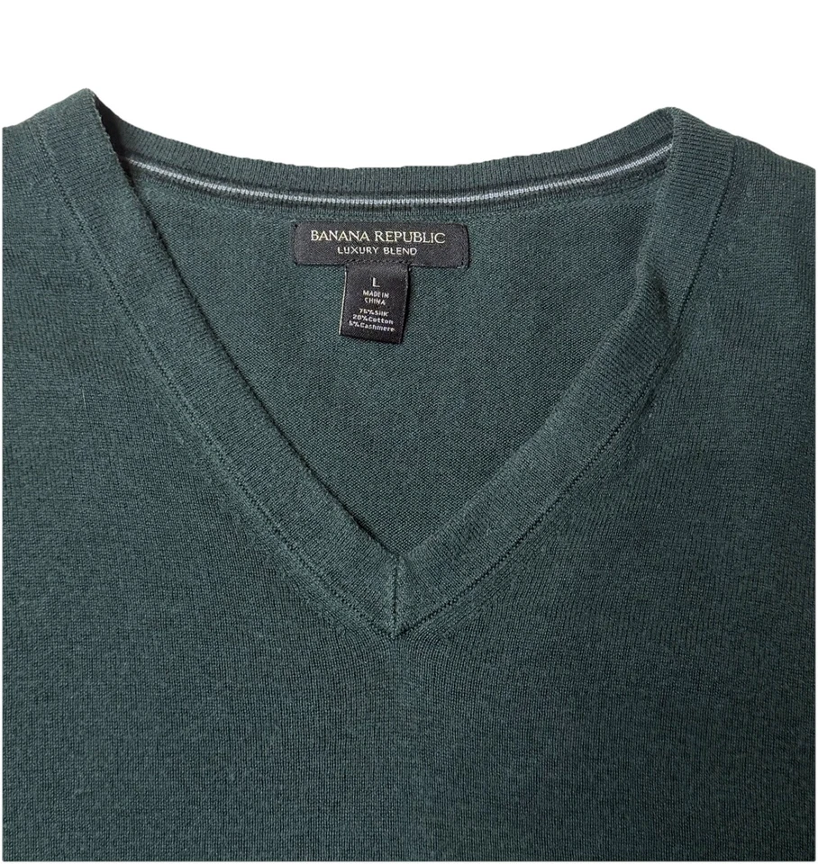 Suéter Banana Republic Feminino Luxo Mescla Seda Cashmere Verde Tamanho Grande - Imagem 2 de 4