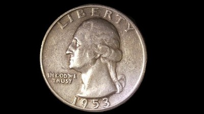1953-D Washington Quarter Very Fine Filled D Mint Mark 90% Silver