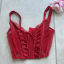 Victoria s Secret Corset Lace Up Red Small DD Sleeveless Dream Angels Adjustable