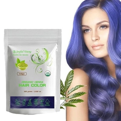 Organic Indigo Hair Dye Powder Natural Black Brown Hair Color Chemical-Free