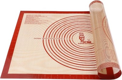 Extra Large 28x20in Silicone Pastry Mat Red Non-Slip Baking Dough Rolling