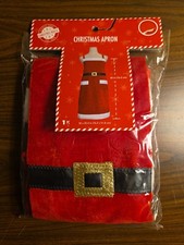 Christmas Apron Mrs. Claus Red White Black w/ Gold Buckle BRAND NEW