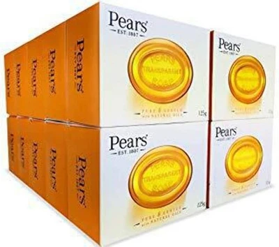 Pears Transparent Soap 125g x 12 Bars – Gentle Glycerin Bath Soap with Natural