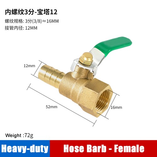 Brass Ball Valve Hose Barb Inline Shut-off Valve Water Gas Fuel Plumbing Valve - Picture 35 of 73