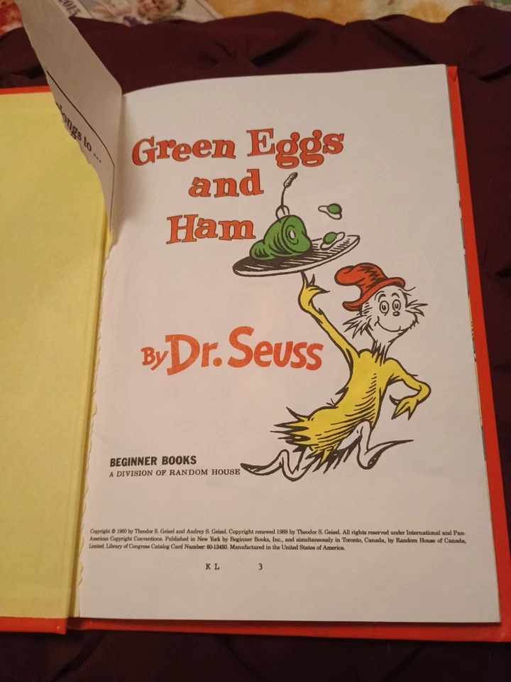 Dr. Seuss Green Eggs and Ham 1960 First Edition Mint  (Except 1st Page Is Torn) - Image 4 of 4