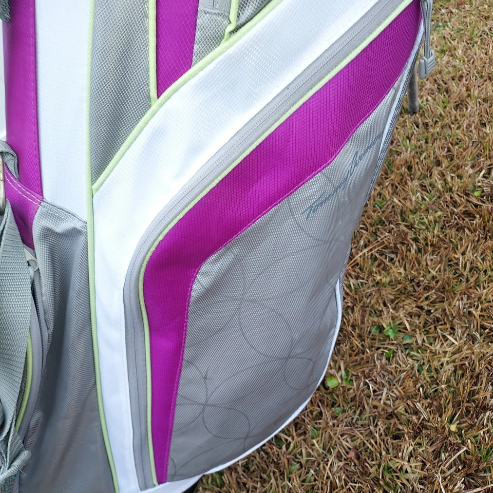 Bolsa feminina Tommy Armour 7 vias divisórias 5 bolsos cinza roxo branco - Imagem 3 de 4