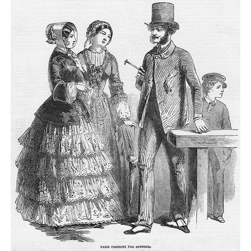 Paris Fashions for October - Antique Print 1849